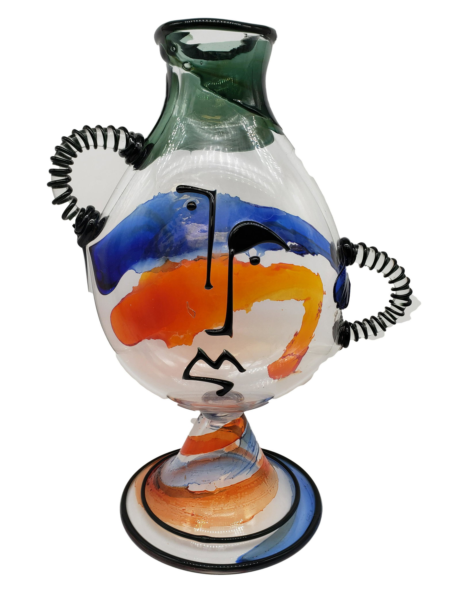 FACE VASE AFTER PICASSO BY MURANO: Face Vase After Picasso by Murano Piece is 22" x 17 1/4" All item for this Auction Located in in Hollywood Florida Warehouse For Shipping Call today for quote they have item numbers and Pak Mail is av