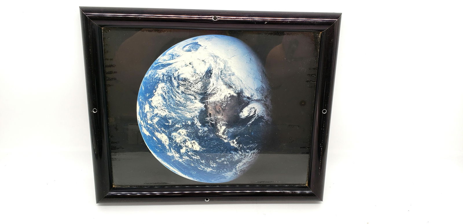 NASA MOON PICTURE: NASA Moon Picture Some Wear AS is Piece is 9 1/2" x 8" Frame is 11 1/4"x 9 1/4" All items are from the Estate of Charles Bell space auction in May of 2000 All item for this Auction Located in in Holly
