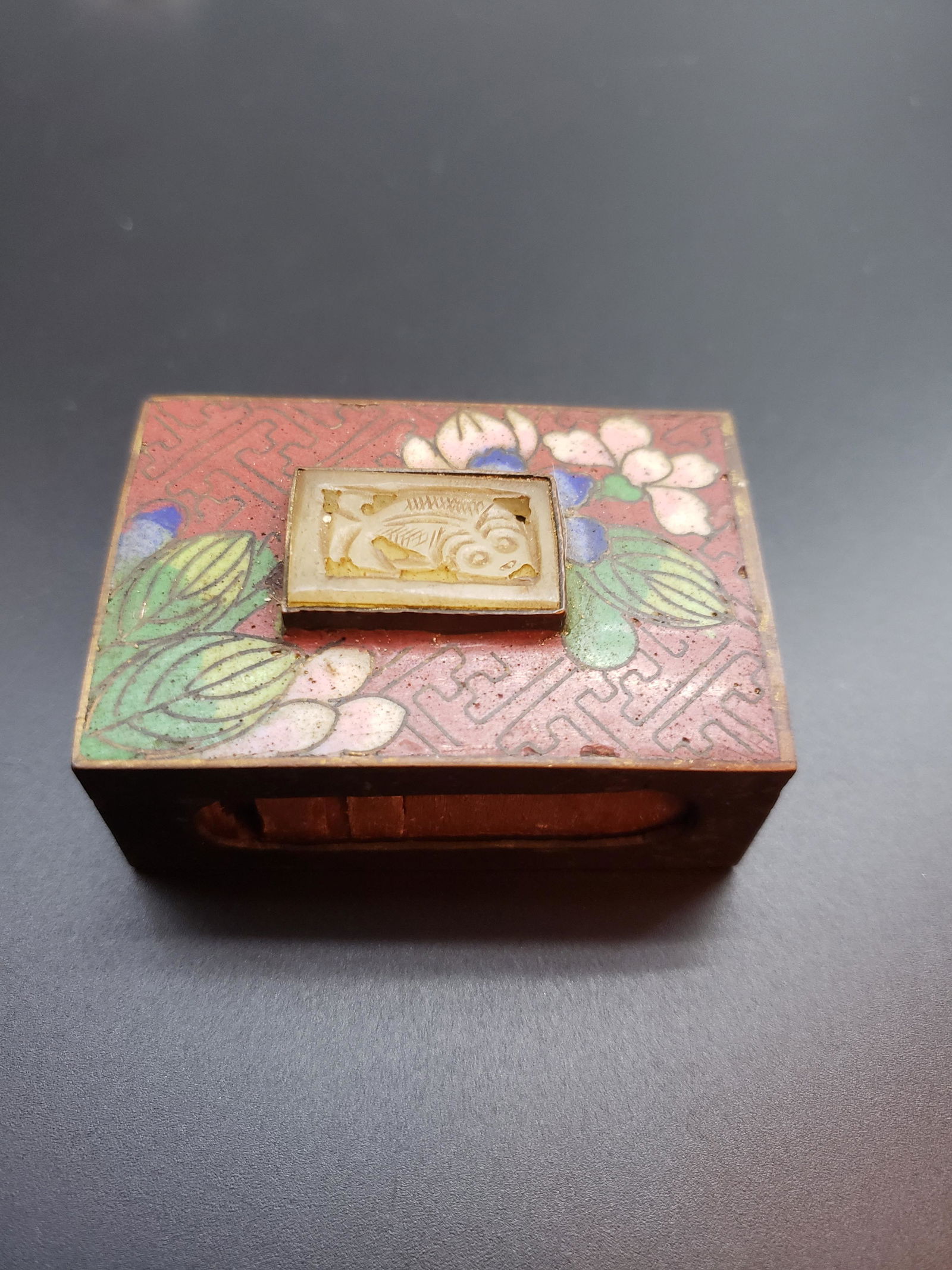 CLOISONNE CARVED JADE MATCH BOX (1 of 3)