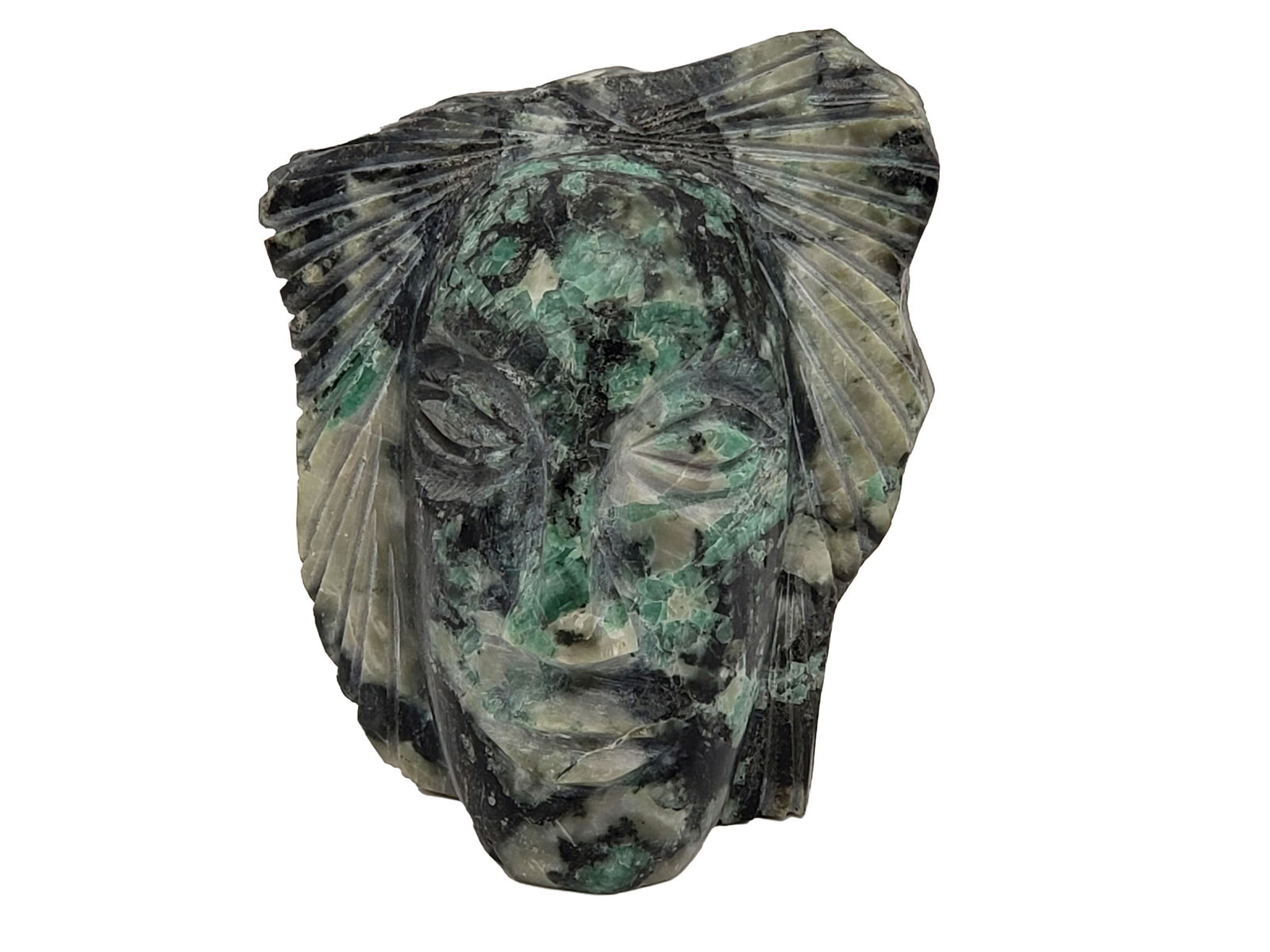 VINTAGE MALACHITE AND JADE HAND CARVED BUST (1 of 7)
