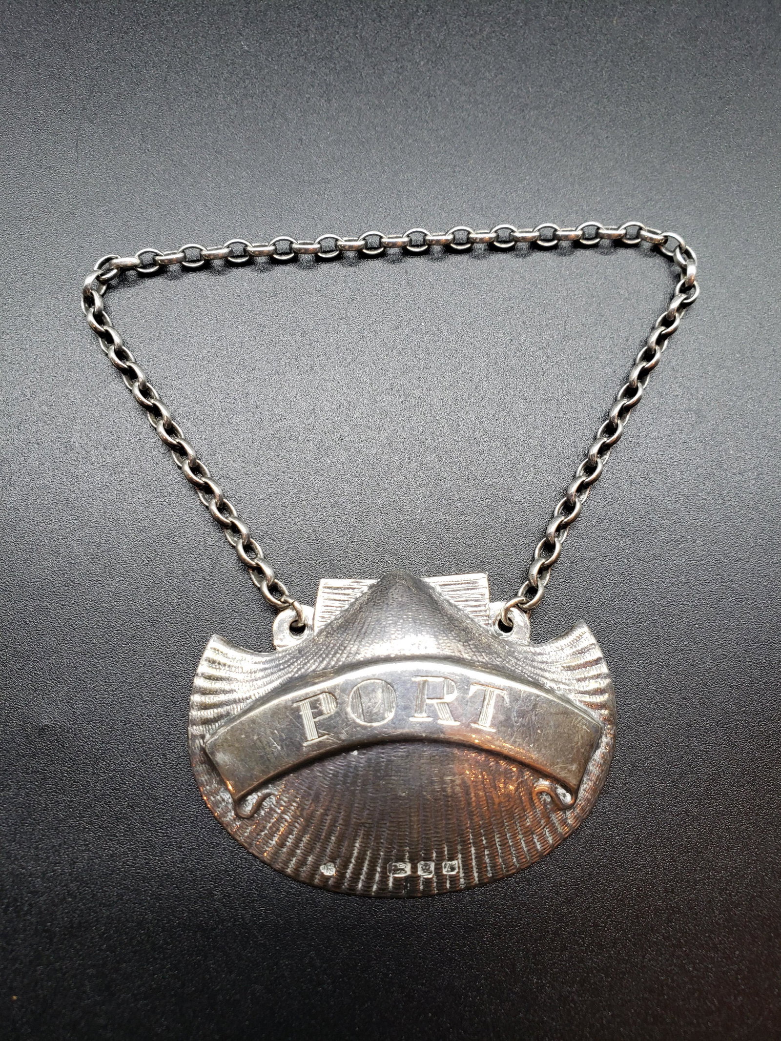 STERLING SILVER PORT LIQUER TAG: Sterling Silver Port Liquer Tag Piece is 2" x 1 1/2" 5" Long with Chain All items Located in in Hollywood Florida Warehouse For Shipping Call today for quote they have item numbers and Pak Mail is ava