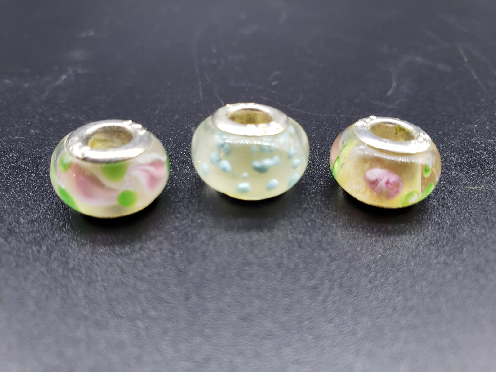 SET OF 3 PANDORA STERLING CHARMS: Set of 3 Pandora Sterling Charms Piece is 1/2" All items Located in in Hollywood Florida Warehouse For Shipping Call today for quote they have item numbers and Pak Mail is available for all your custo