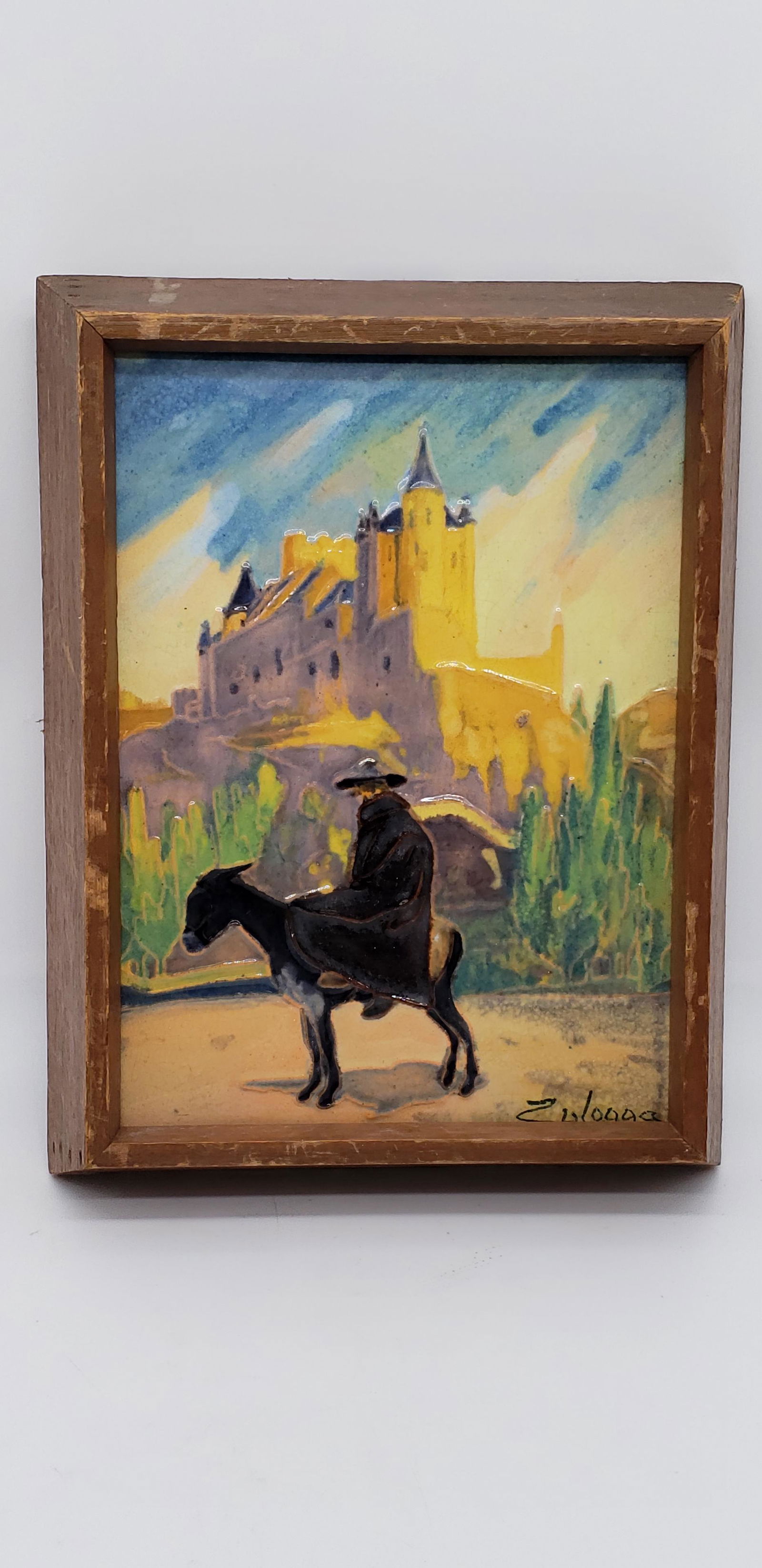 IGNACIO ZULOAGA SPAIN PAINTED TILE: Ignacio Zuloaga 1870-1945 Spain Painted Tile Piece is 8" x 5 3/4" All items Located in in Hollywood Florida Warehouse For Shipping Call today for quote they have item numbers and Pak Mail is available