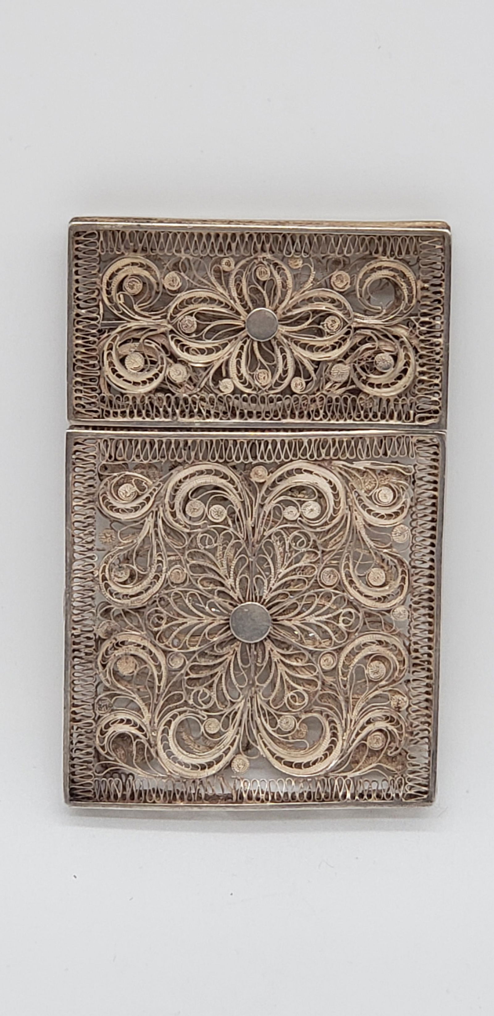 ANTIQUE FILLAGREE STERLING SILVER BUSINESS CARD HOLDER (1 of 4)