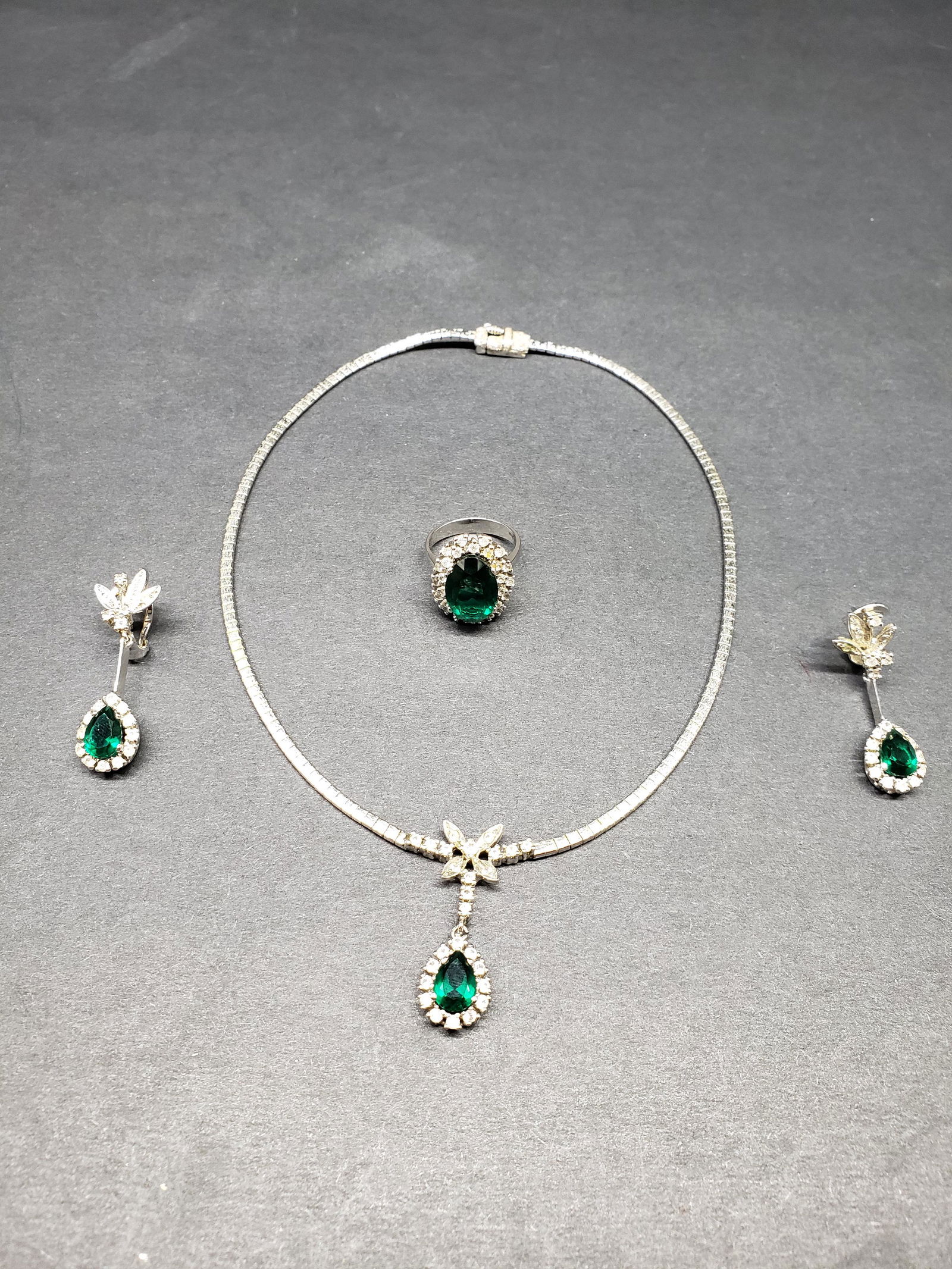 STERLING SILVER MARKED 925 RHINESTONE SET (1 of 5)