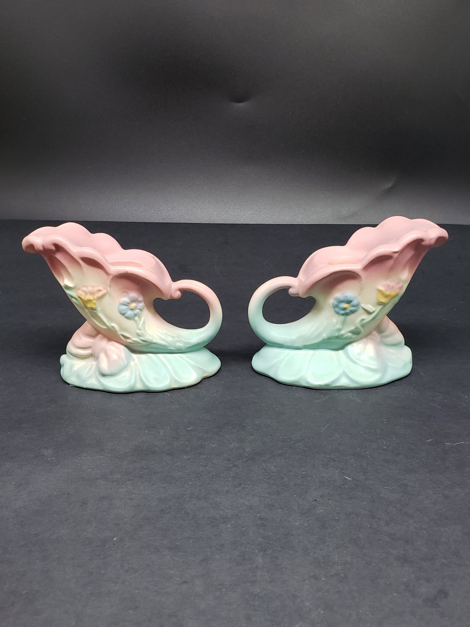 ANTIQUE HULL POTTERY PAIR OF CANDLESTICKS: Antique Hull Pottery Pair of Candlesticks Piece is 4" x 5 1/2" All items Located in in Hollywood Florida Warehouse For Shipping Call today for quote they have item numbers and Pak Mail is available fo
