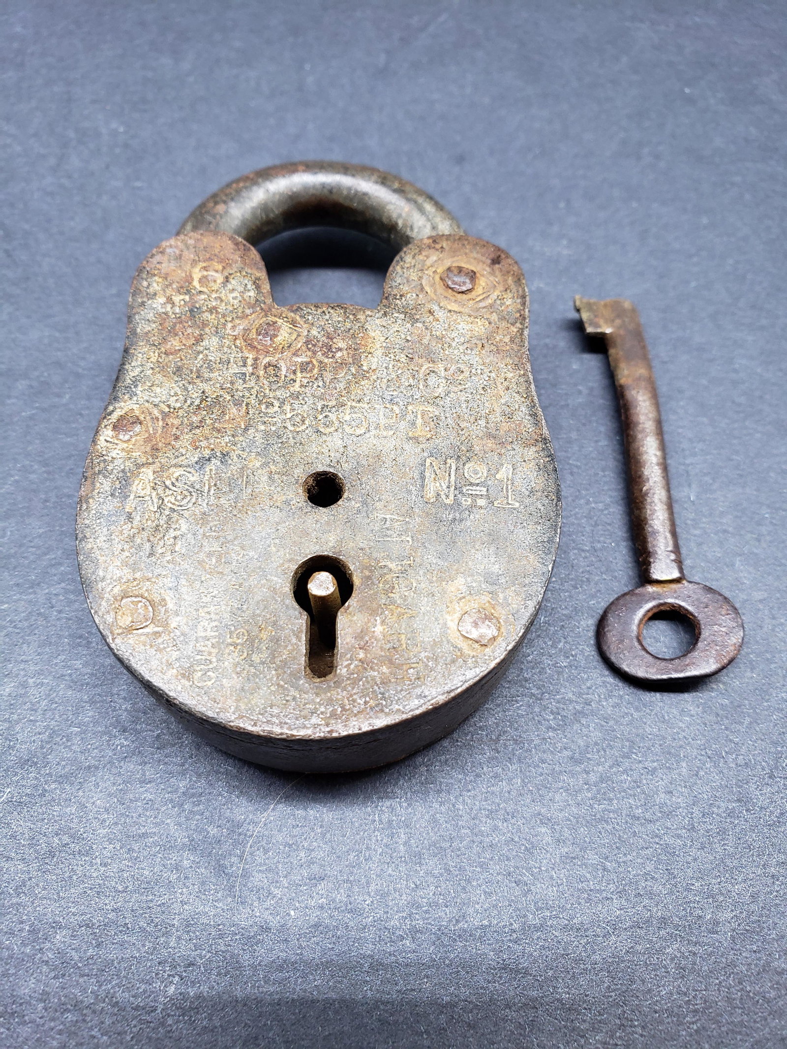 CHOPP & COMPANY NO 1 ALIGARH ANTIQUE LOCK WITH ORIGINAL: Chopp & Company No. 1 Aligarh Antique Lock with Original Key Piece is 3 1/2" x 2" All items Located in in Hollywood Florida Warehouse For Shipping Call today for quote they have item numbers and Pak M