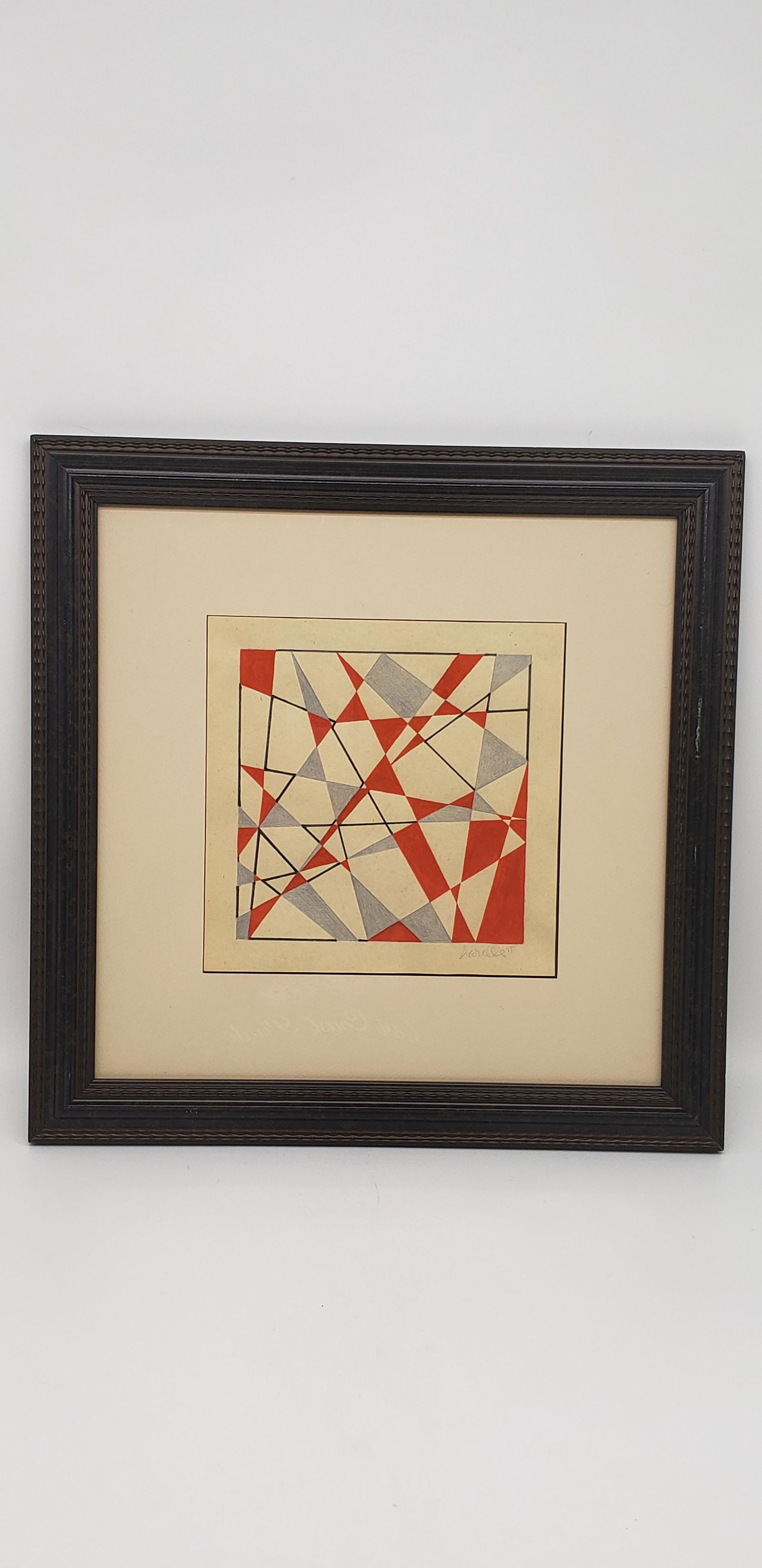 FRANCOIS MORELLET WATERCOLOR PEN AND PENCIL ON PAPER: Francois Morellet France (1926-2016) Watercolor Pen and Pencil on Paper. Signed. Piece is 8 1/2" x 8 1/2" Frame is 16 3/4" x 16 3/4" All items Located in in Hollywood Florida Warehouse For Shipping Ca