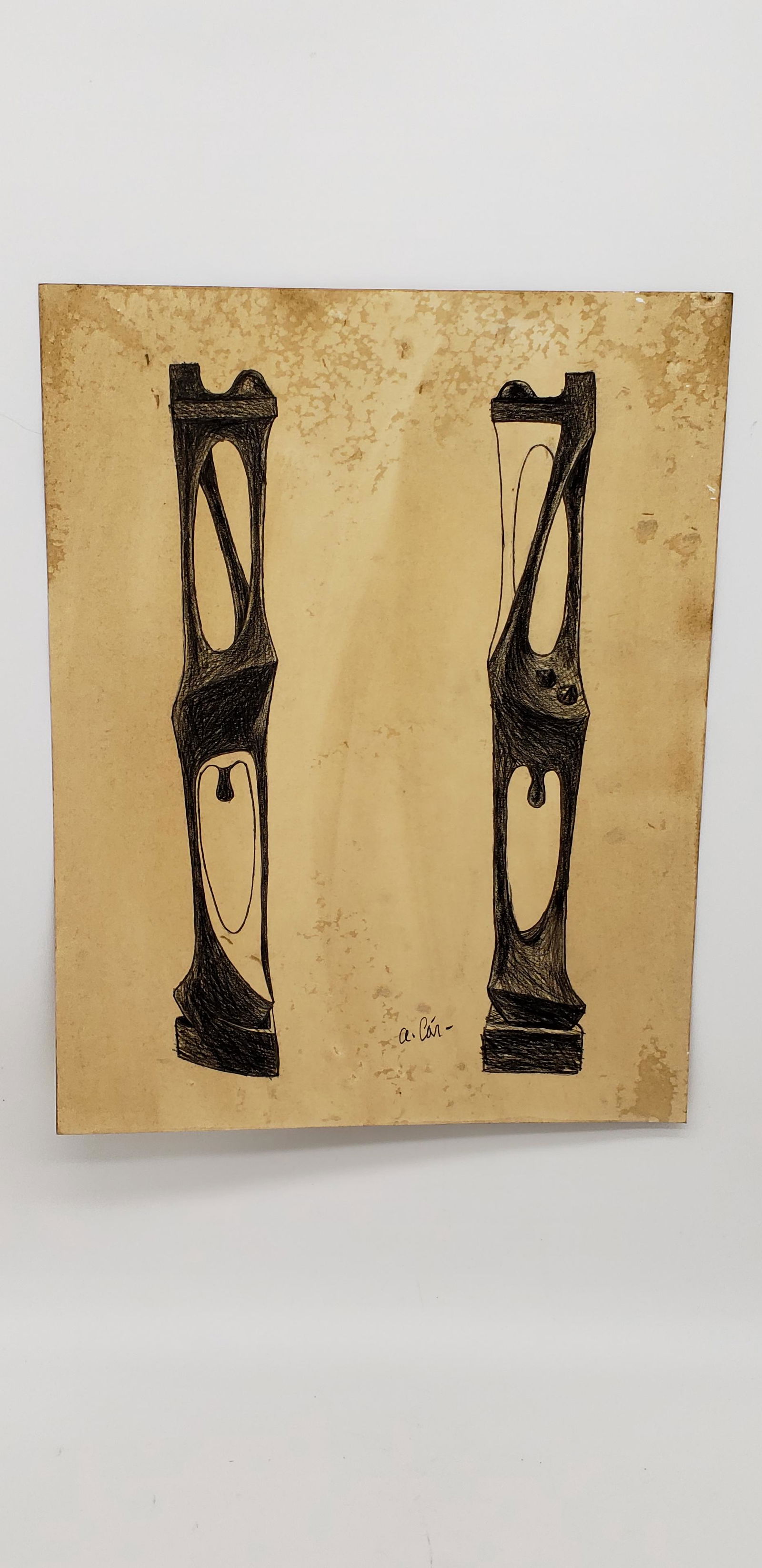 AGUSTIN CARDENAS PENCIL ON CARDBOARD PAPER SIGNED (1 of 5)