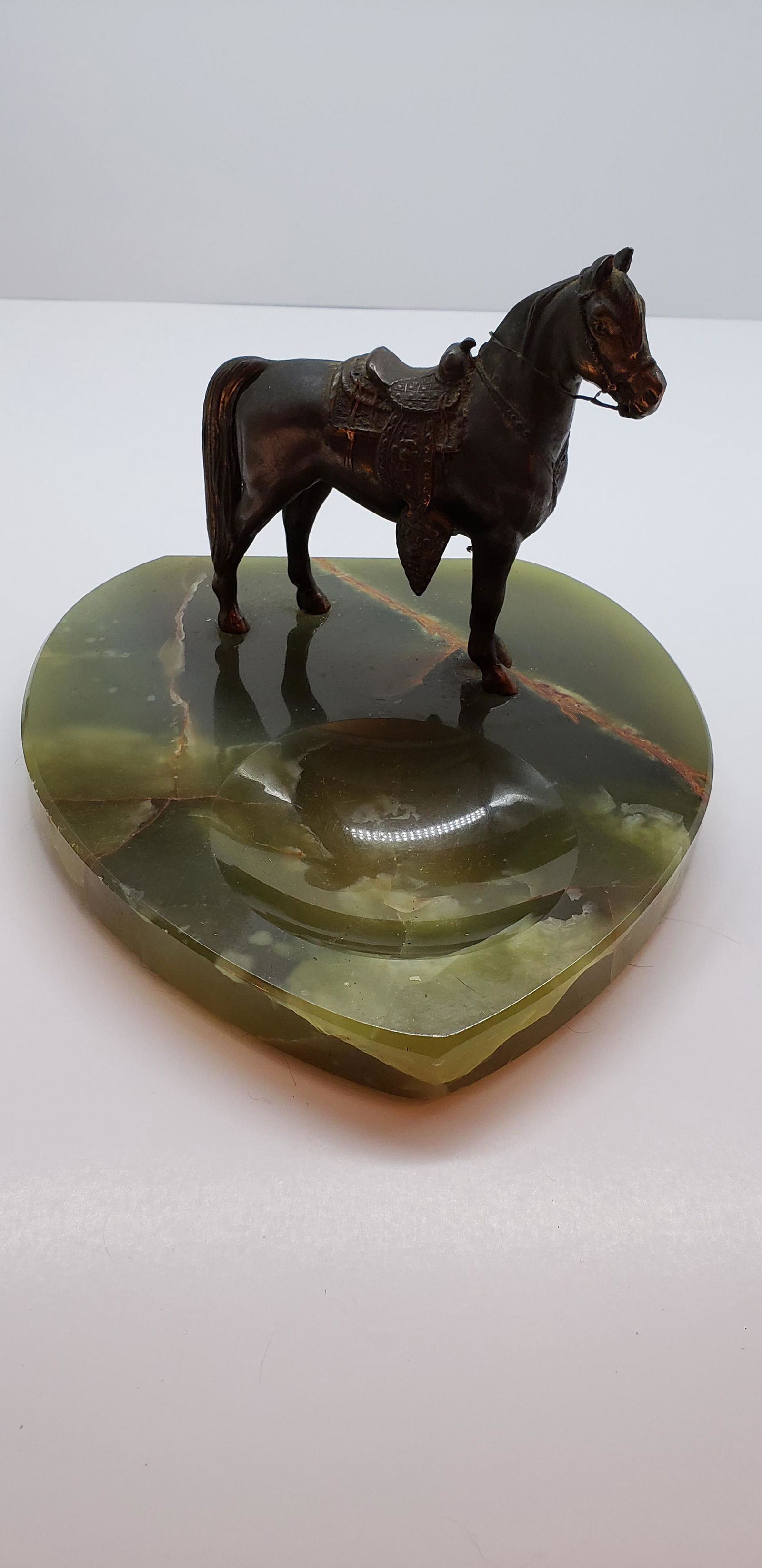 BRONZE HORSE & MARBLE ASHTRAY (1 of 4)