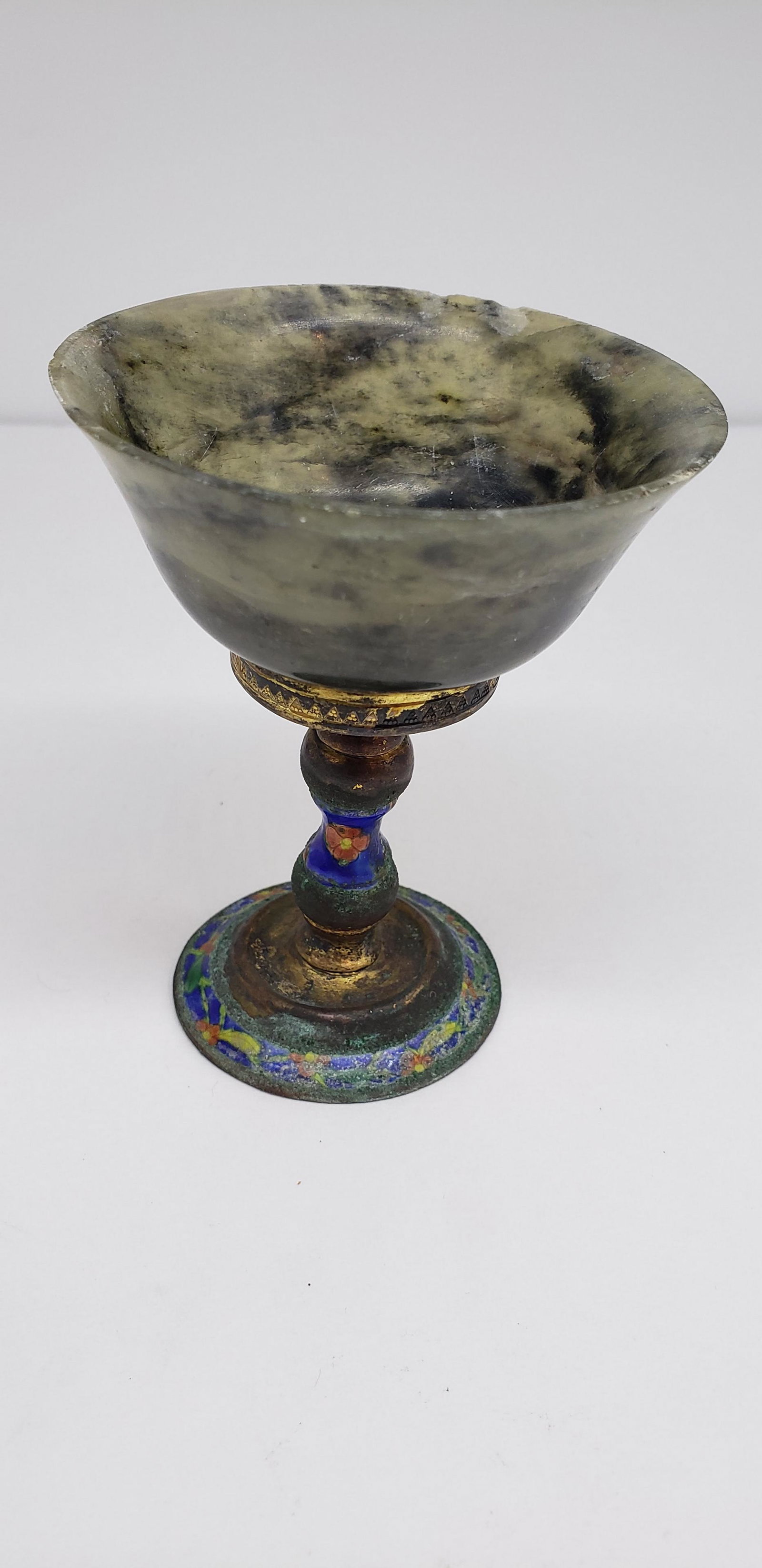ANTIQUE JADE AND CLOISONNE CUP (1 of 3)