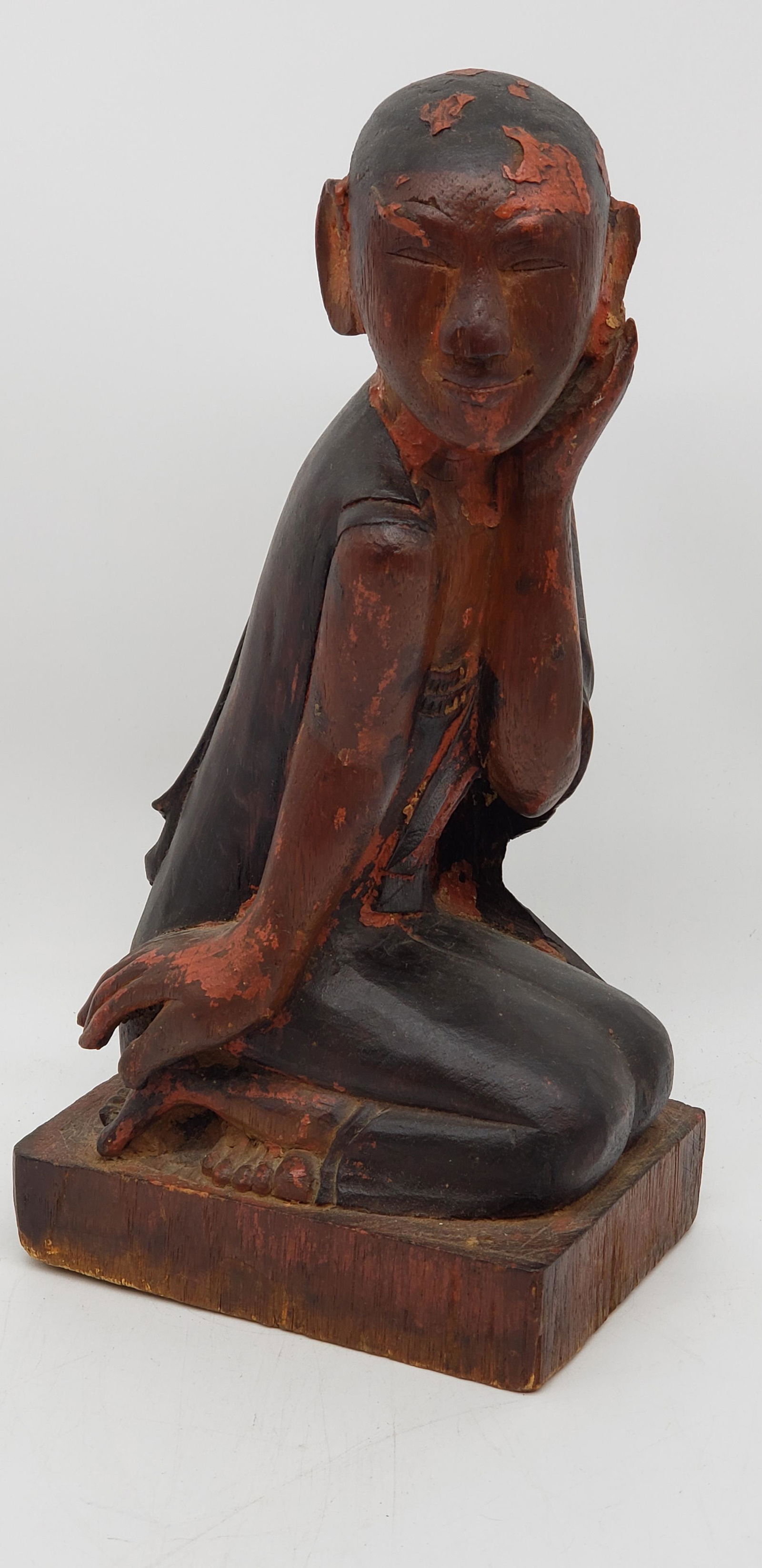 ANTIQUE CHINESE WOOD CARVED FIGURE TEAK WOOD (1 of 5)