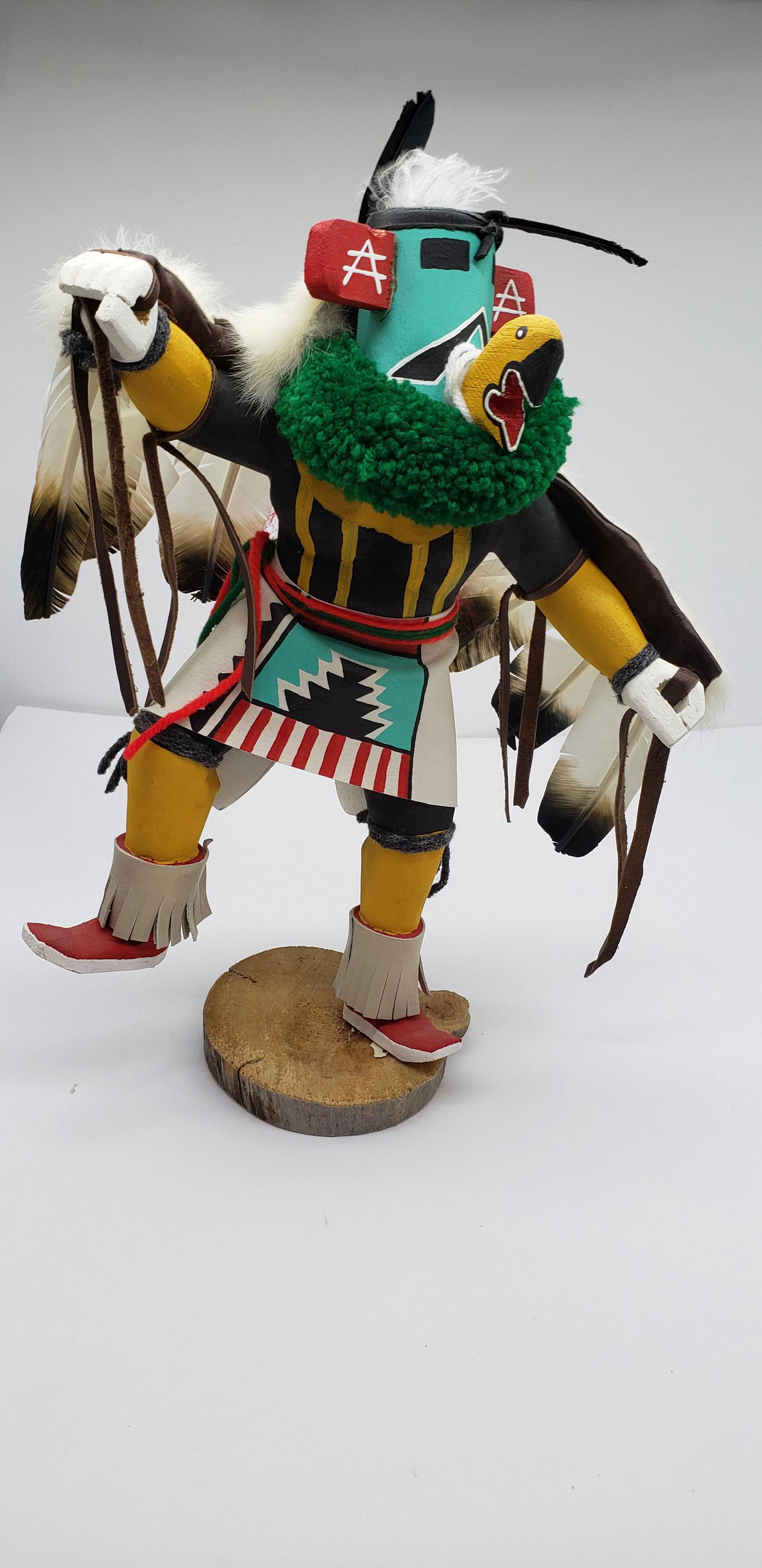 NATIVE AMERICAN KACHINA FIGURE WOOD PEDESTAL SIGNED (1 of 4)