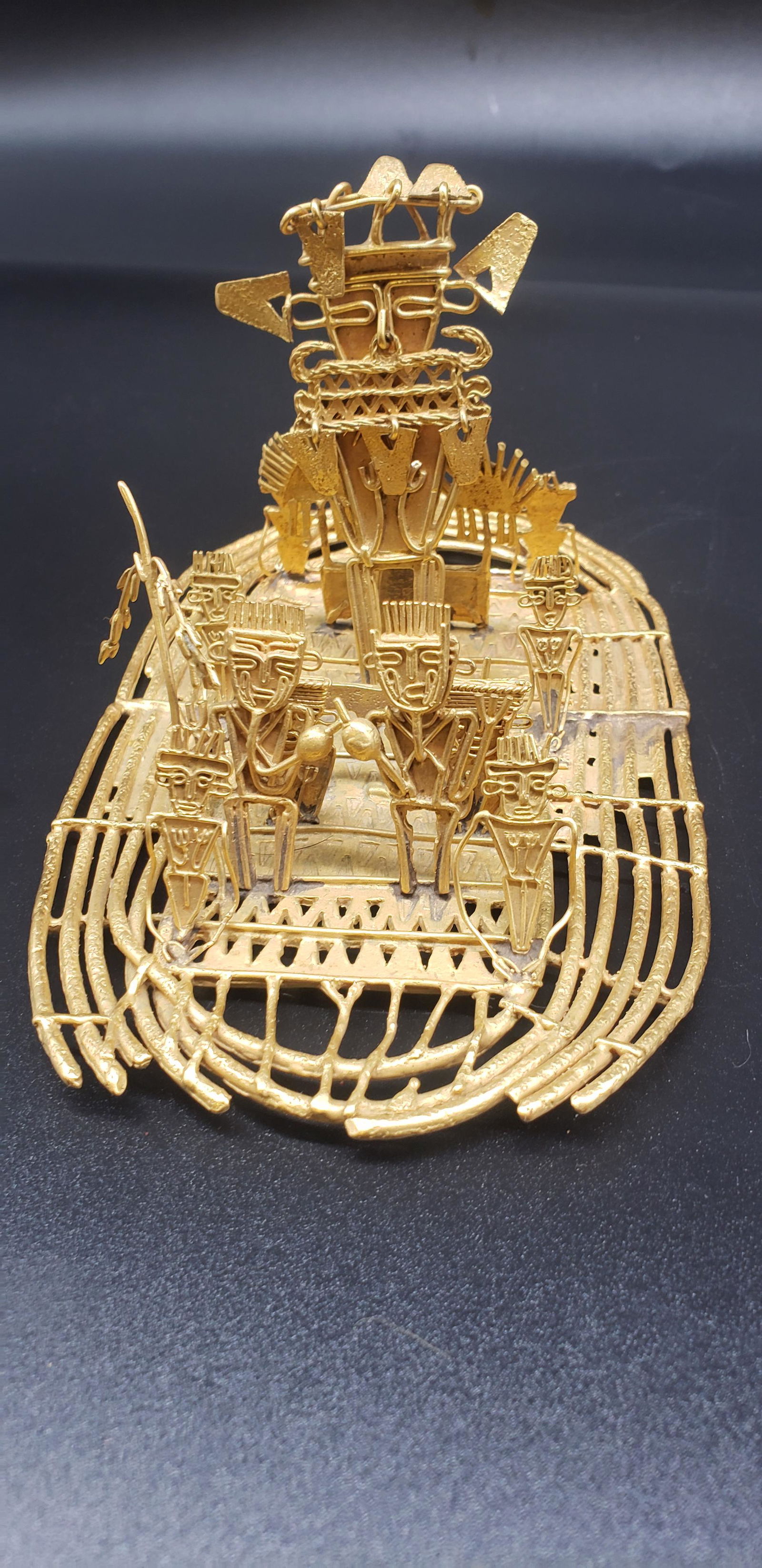 RARE TAIRONA PRE COLUMBIAN GOLD BOAT WITH GOD (1 of 5)