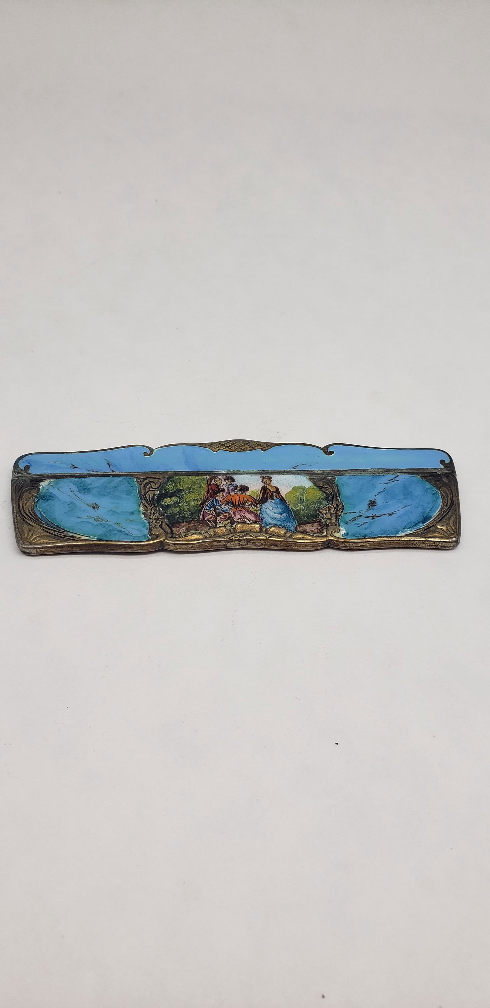 ANTIQUE ORNATE ENAMELED HAND PAINTED FRENCH COMB (1 of 4)