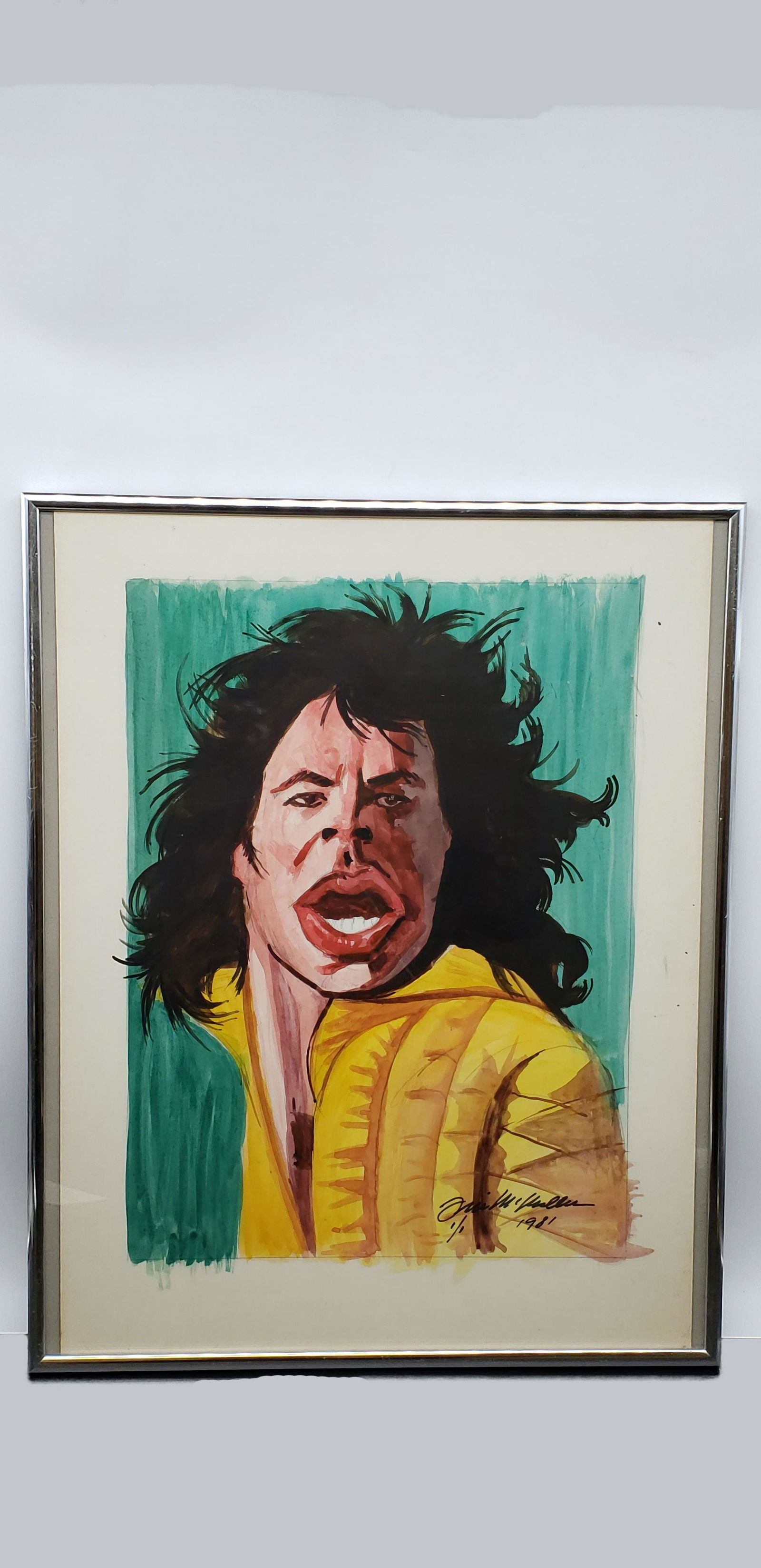 UNKNOWN ARTIST MICK JAGGER GOUACHE WATERCOLOR AND (1 of 4)