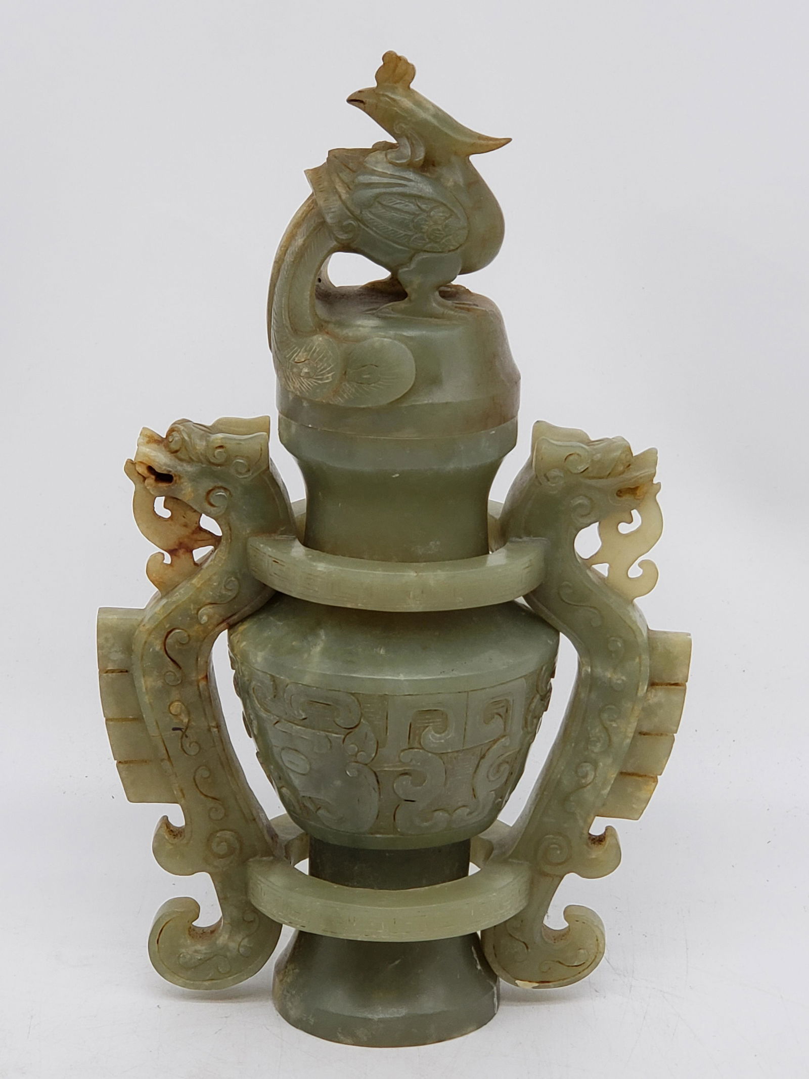 ANTIQUE JADE DRAGON VASE (1 of 6)
