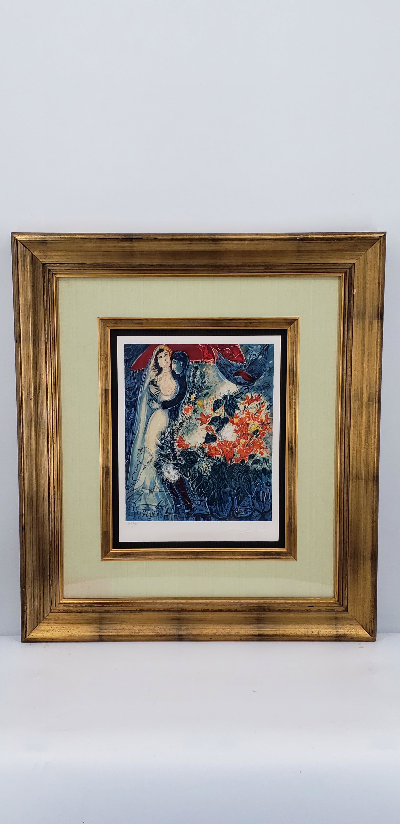 MARC CHAGALL COLORED LITHOGRAPH TITLED "MAN AND WOMAN (1 of 7)