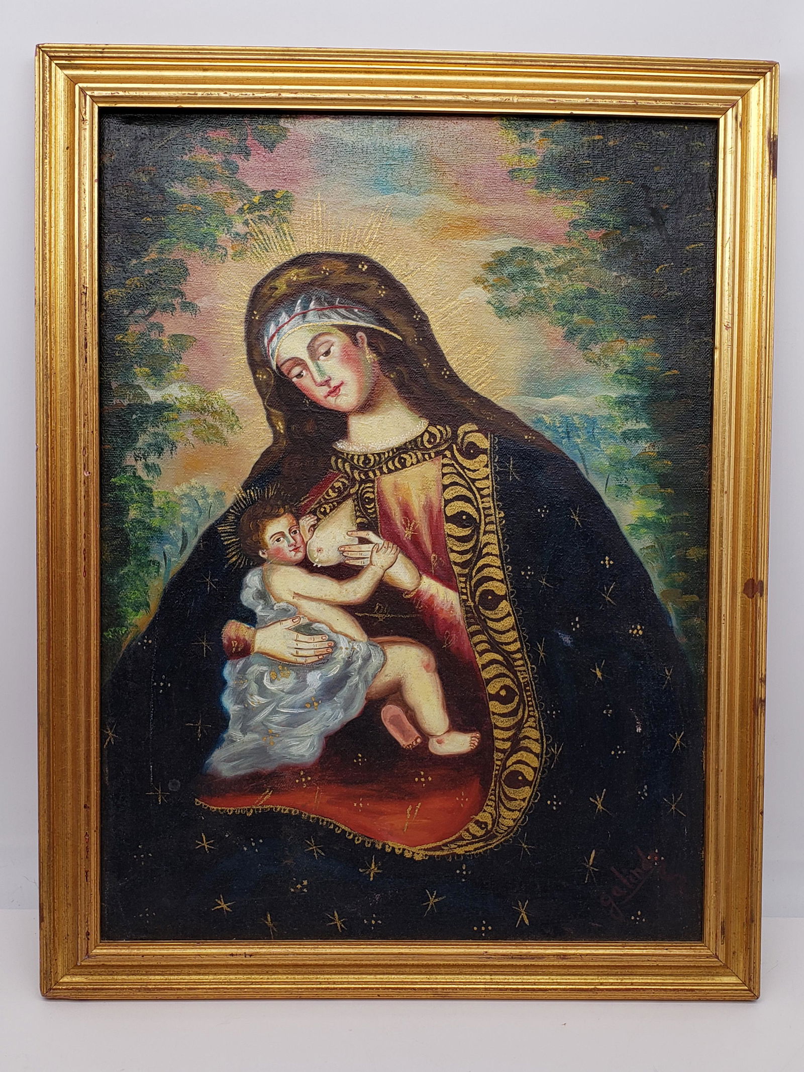UNKNOWN ARTIST RELIGIOUS ICON OIL ON CANVAS (1 of 5)
