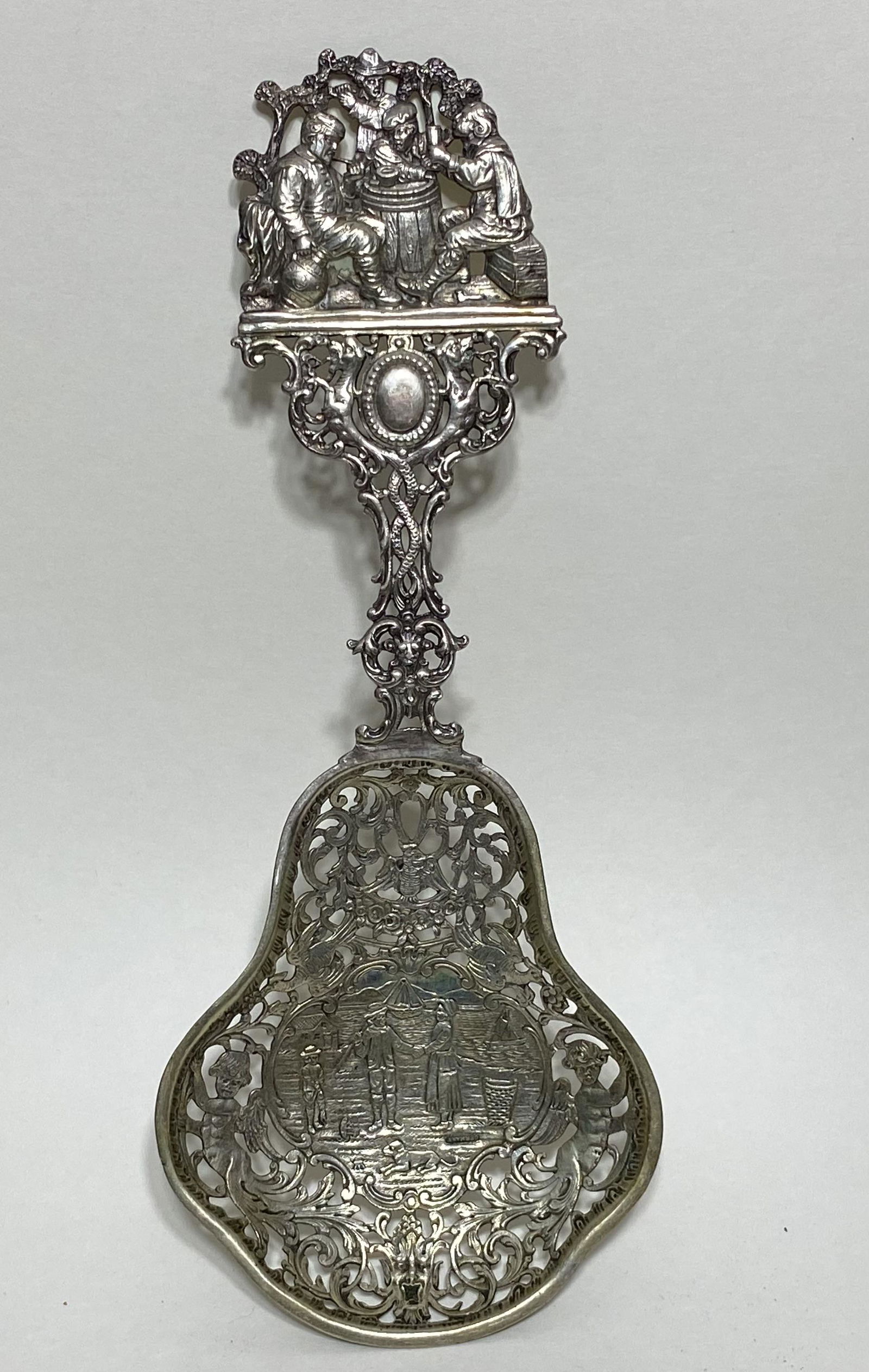 RARE ELABORATE STERLING SILVER BONBONNIERE SPOON (1 of 3)
