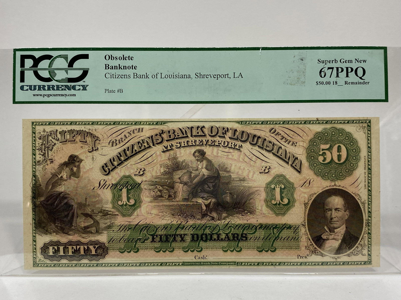 OBSOLETE BANKNOTE CITIZENS BANK OF LOUISIANA FIFTY DOLLARS $50: OBSOLETE BANKNOTE CITIZENS BANK OF LOUISIANA FIFTY DOLLARS - MEASURES APPROXIMATELY 7"X3" - All items Located in Hollywood Florida Warehouse. Thank you for your inquiry about shipping your precious it