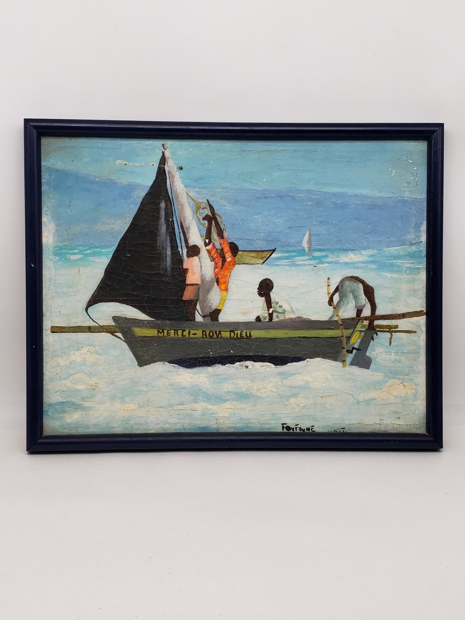 GERARD FORTUNE OIL ON CANVAS: GERARD FORTUNE. HAITI. OIL ON CANVAS. WEAR AND CRAQUELURE DUE TO AGE. 17 1/2" X 13 1/4" FRAME 19" X 15" All items Located in Hollywood Florida Warehouse. Thank you for your inquiry about shipping your