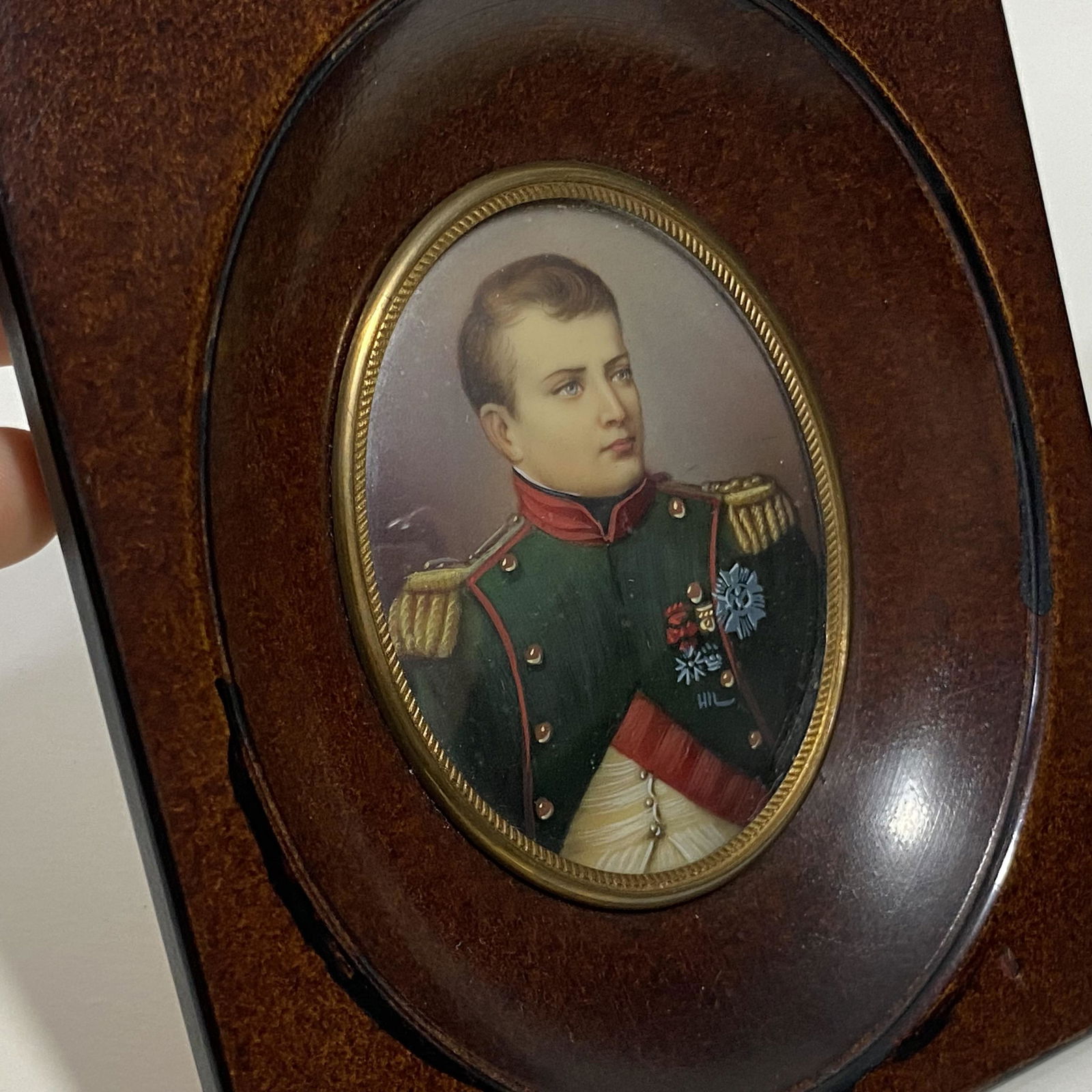 FRENCH PORTRAIT OF NAPOLEON MILITARY GENTLEMAN MINIATURE OVAL OIL PAINTING (1 of 5)