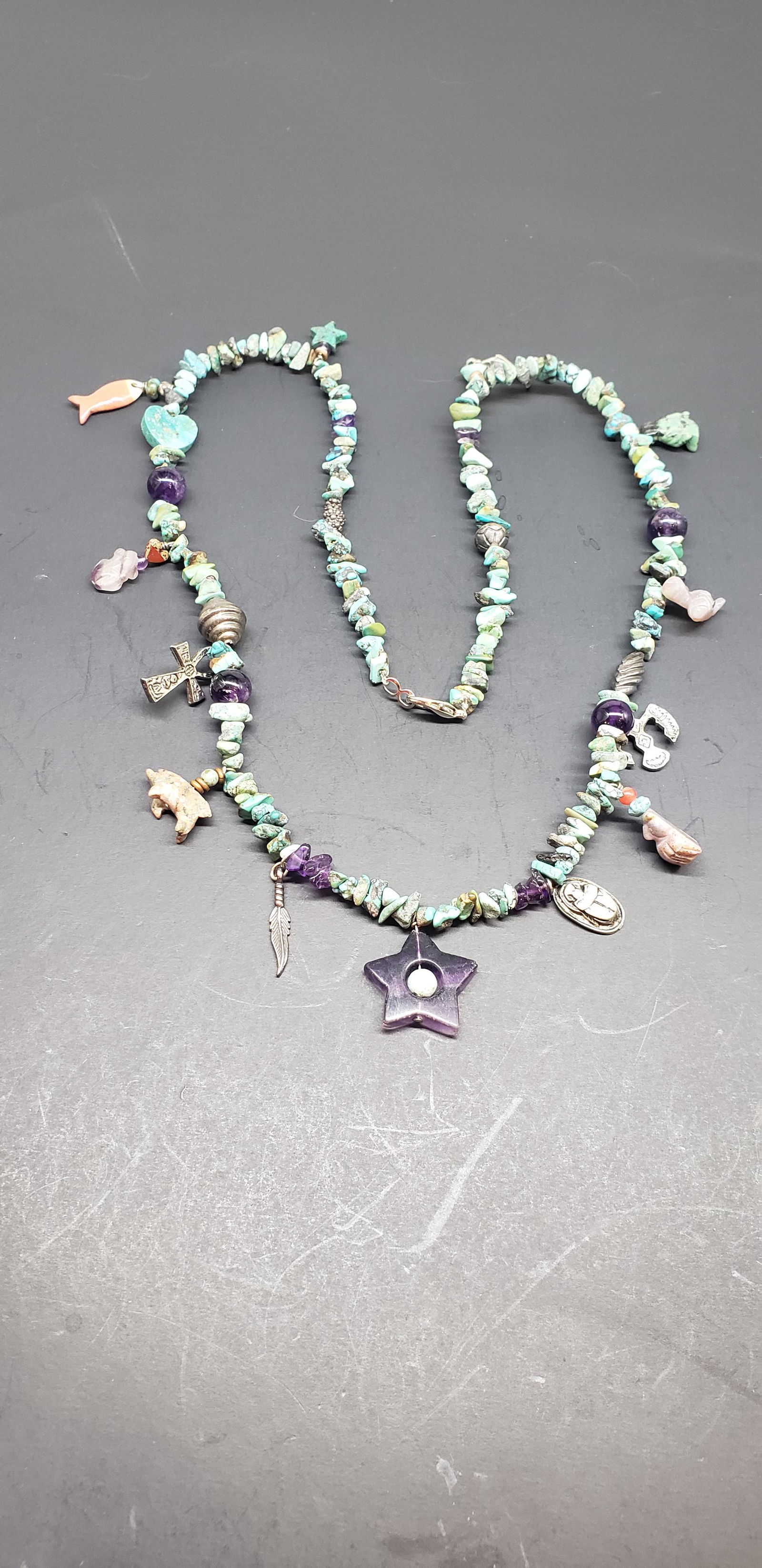 VINTAGE TURQUOISE CHARM NECKLACE (1 of 4)