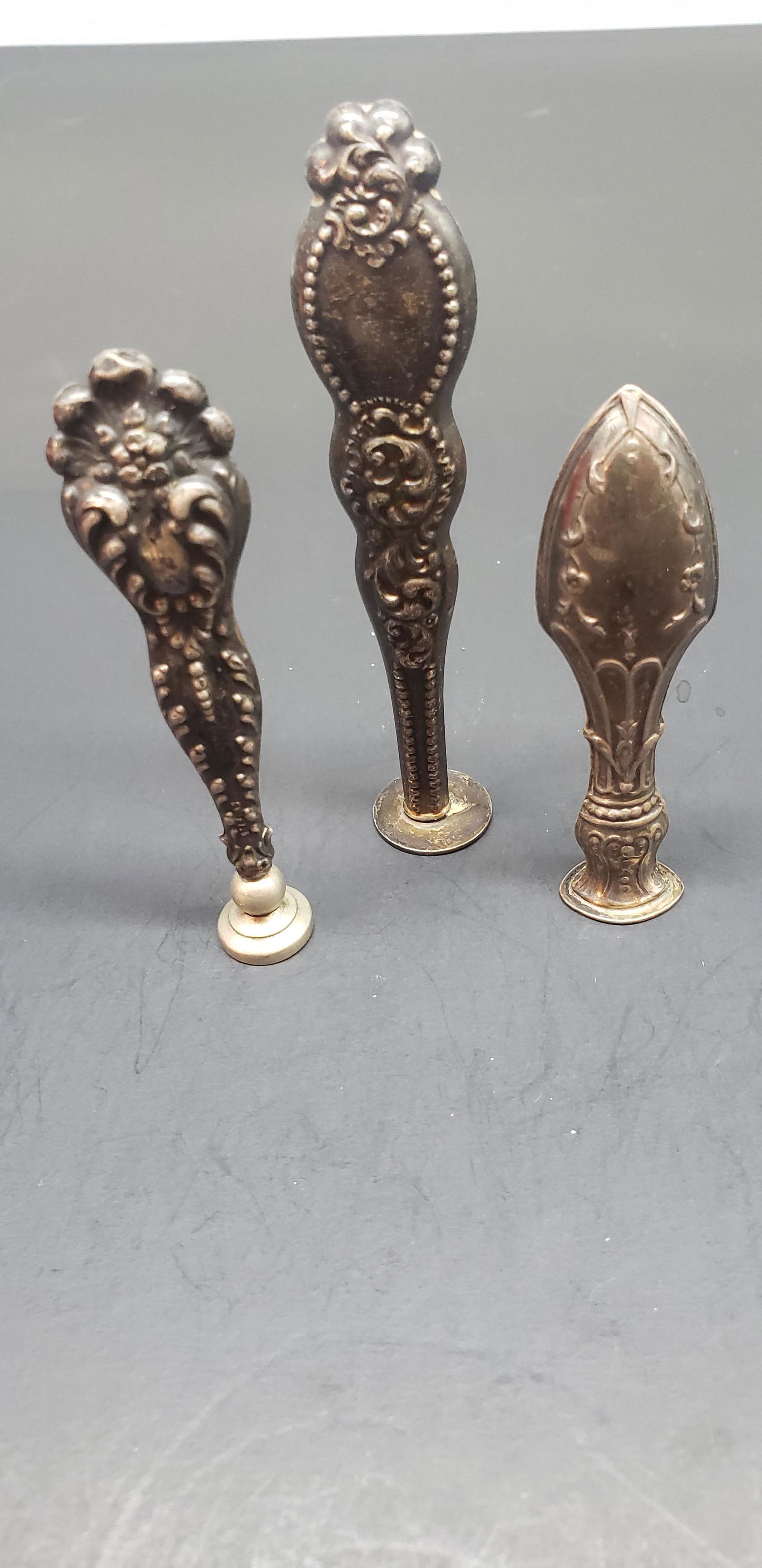 SET OF 3 ANTIQUE SILVER WAX SEALS (1 of 6)