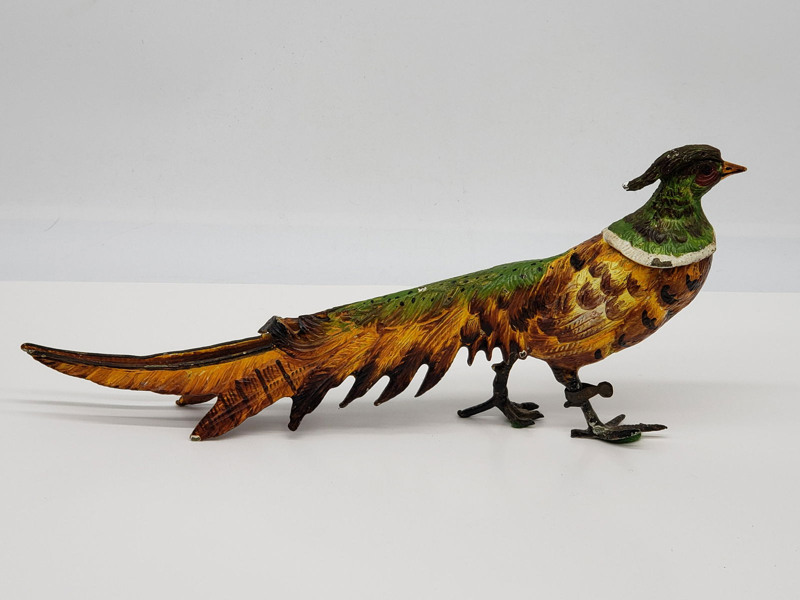 VINTAGE METAL PAINTED PHEASANT FIGURE (1 of 9)