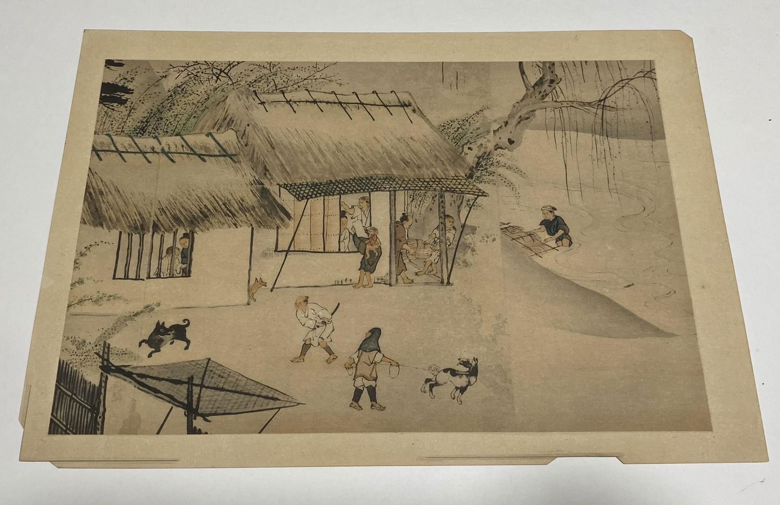 JAPANESE WOODBLOCK ART PRINT COUNTRY HOME LANDSCAPE (1 of 3)