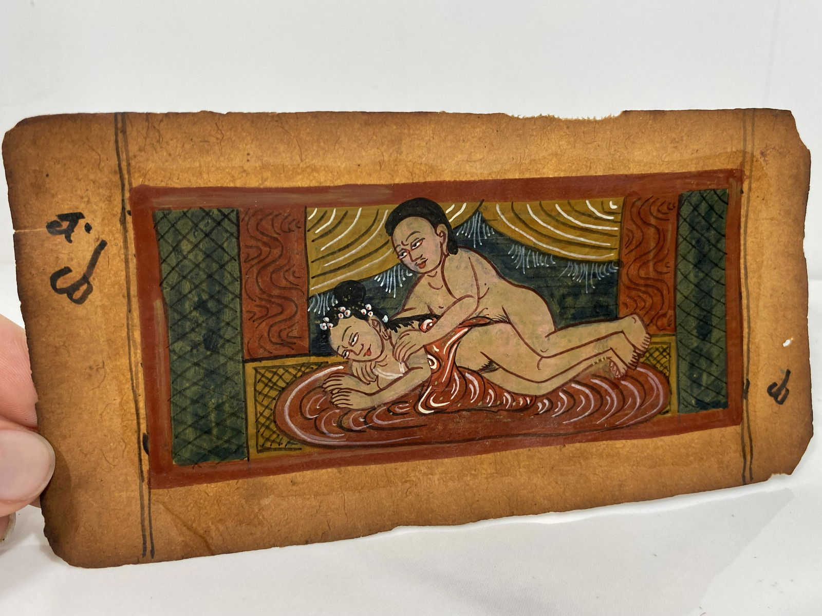 ANTIQUE PERSIAN INDIAN HAND PAINTED EROTIC POSITION ART: ANTIQUE PERSIAN INDIAN HAND PAINTED EROTIC POSITION ART——MEASURES APPROXIMATELY —3.5"X7"——All items Located in Hollywood Florida Warehouse. Thank you for your inquiry abo