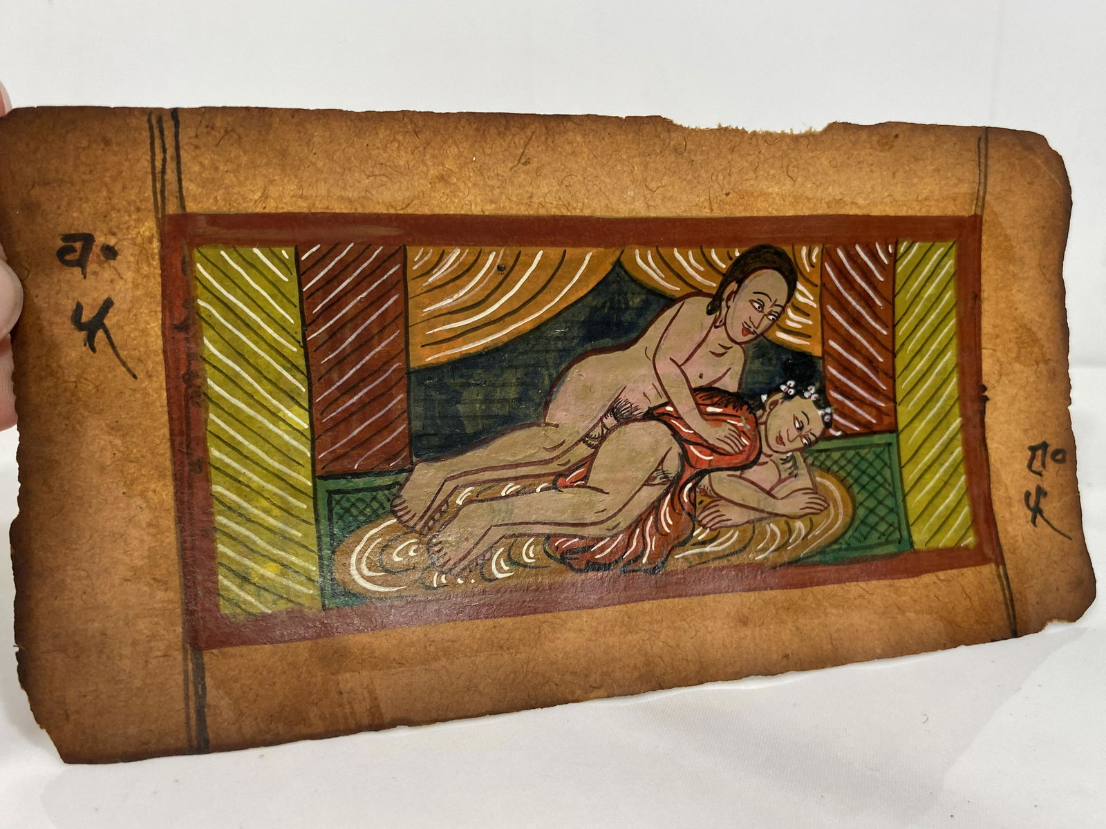 ANTIQUE PERSIAN INDIAN HAND PAINTED EROTIC POSITION ART: ANTIQUE PERSIAN INDIAN HAND PAINTED EROTIC POSITION ART——MEASURES APPROXIMATELY —3.5"X7"——All items Located in Hollywood Florida Warehouse. Thank you for your inquiry abo