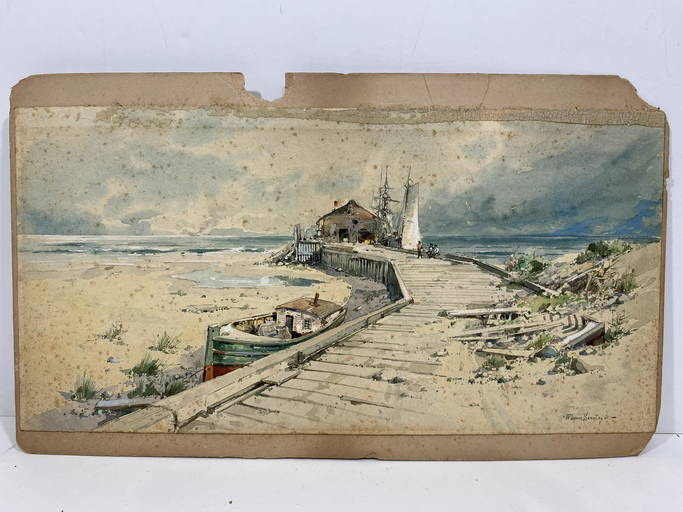 SIGNED W. LOUIS SONNTAG JR. NAUTICAL BOAT WATERCOLOR PAINTING (0108B) on Jun 12, 2022 Puckett