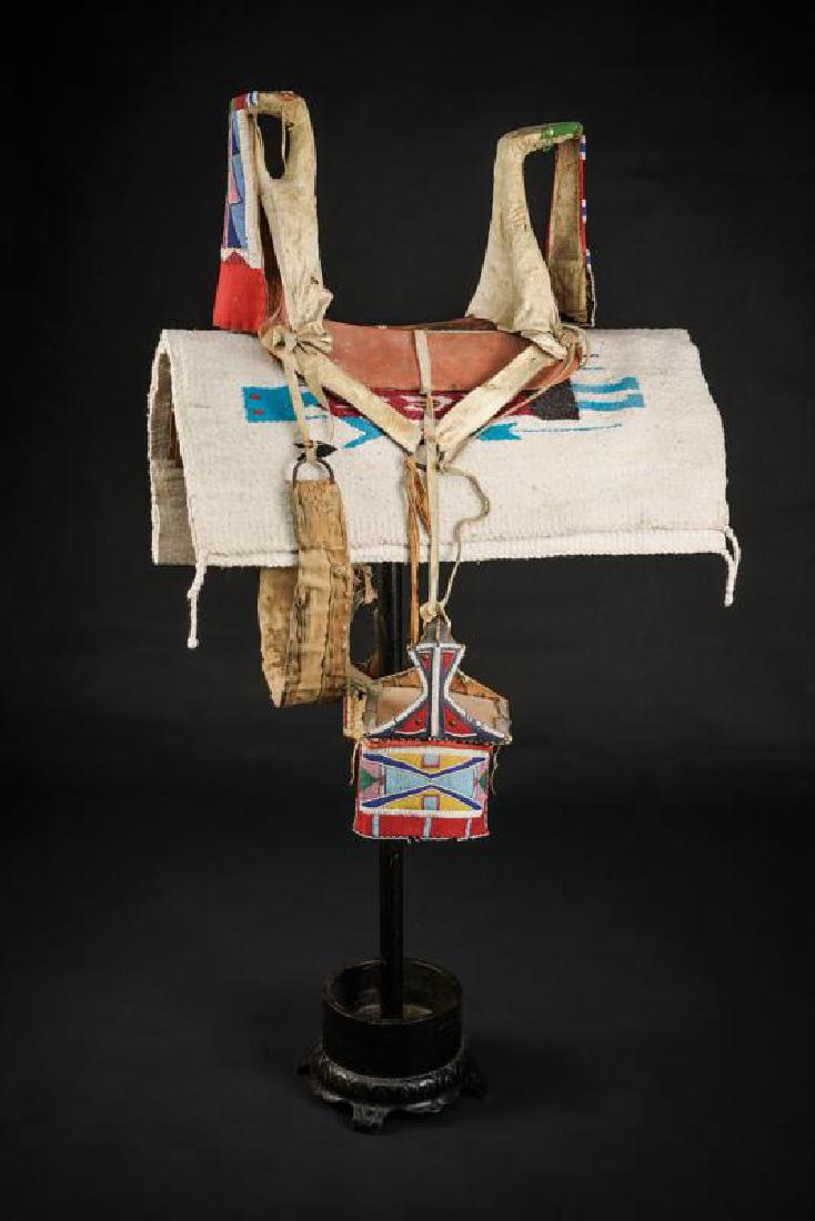 A rare saddle of the Crow tribe with stirrups and (1 of 6)