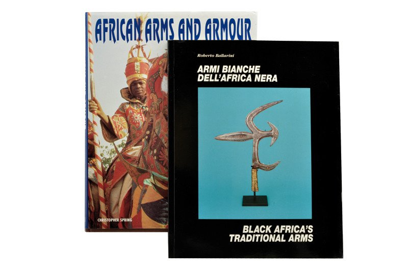 A lot of two books about African arms: dating: last quarter of the 20th Century provenance: Europe "Armi Bianche dell'Africa Nera", by Roberto Ballarini, text in Italian and English. "African Arms and Armor" by Christopher Spring, text in 