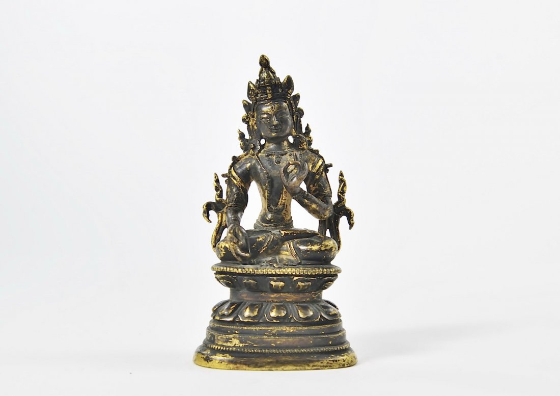 Antique Chinese bronze seated buddha (1 of 5)