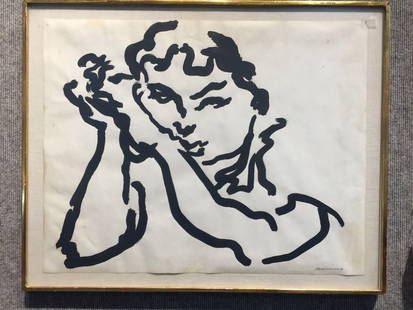 "Girl's Face", print by Nicholas Marsicano, c.1970: "Girl's Face", print by Nicholas Marsicano, c.1970. Dimensions: with the frame height 21" width 26 1/2"