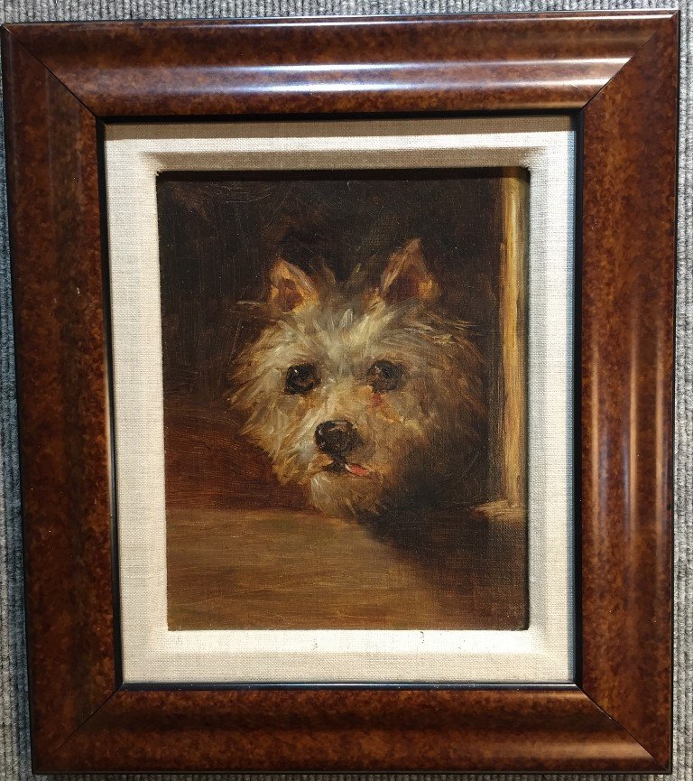 19th century painting of a dog's face (1 of 4)