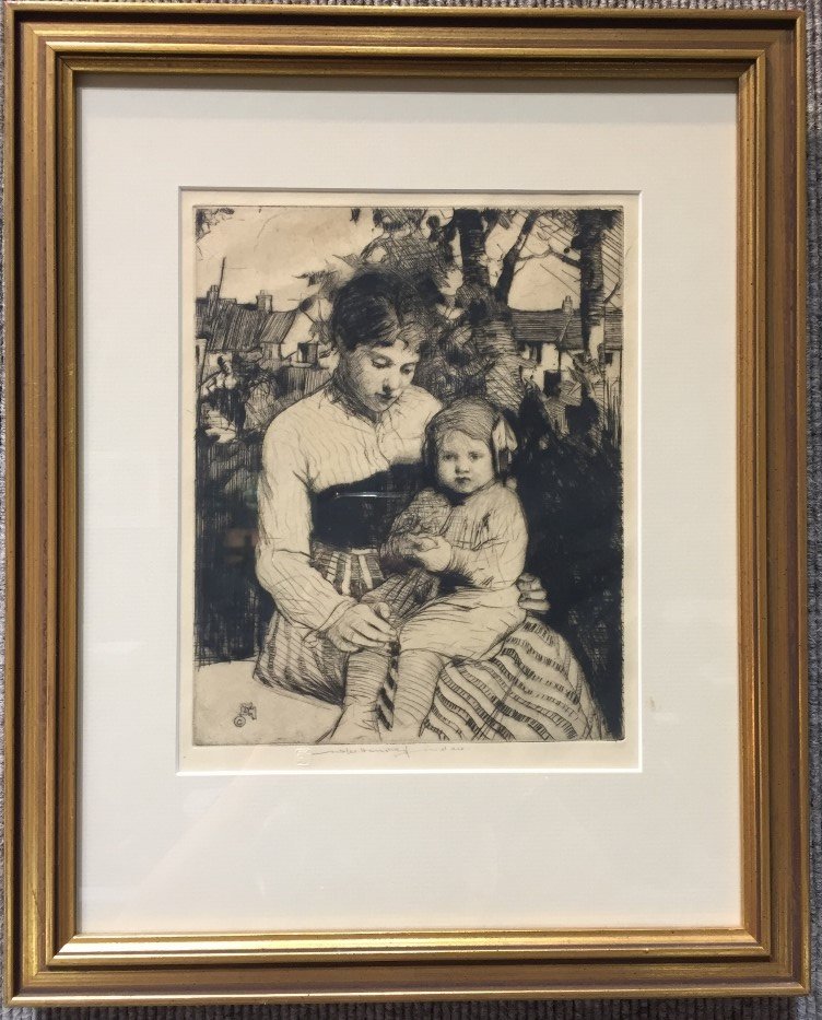 Etching of woman & baby by William Lee Hankey (1 of 4)