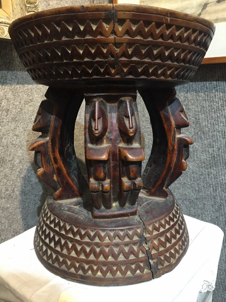 African wood stool: African wood stool. Height 14".