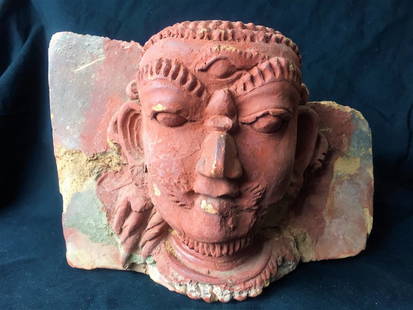 Early Indian terracotta fragment: Early Indian terracotta fragment.Height: 20", width: 14.5".