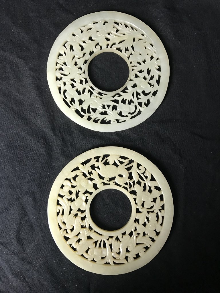 Two Chinese Bi disk hardstone carvings (1 of 7)