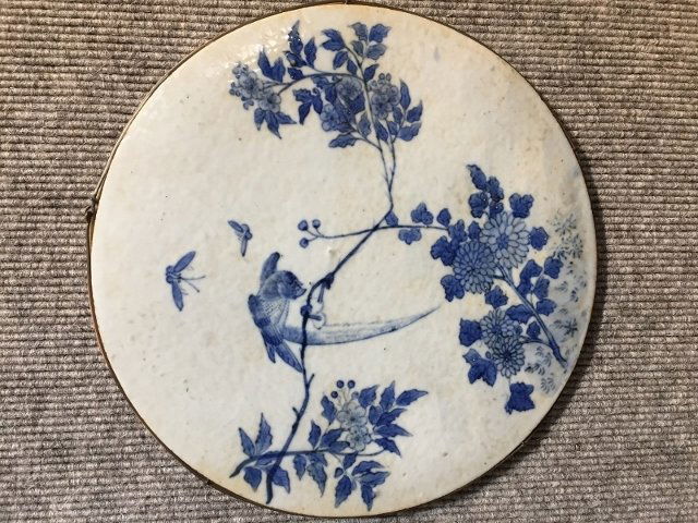 Japanese porc circular plaque, c.1900 (1 of 2)