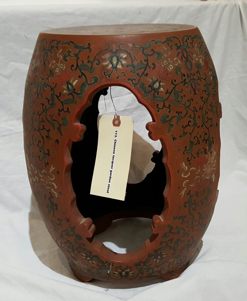 Chinese lacquer garden stool, c.1930 (1 of 7)