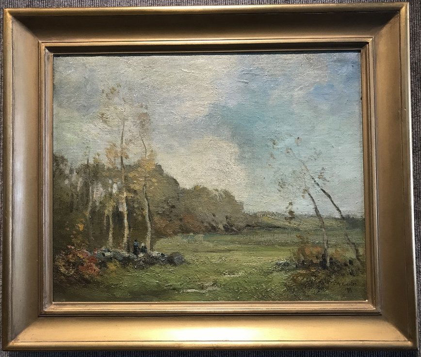 Landscape painting by Fernando Carter, w/figures,1917 (1 of 5)