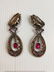 Large diamond, ruby, silver & gold earrings, c.1940 - 4