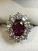 18k natural ruby and diamond ring-GIA report, 4.1dwts