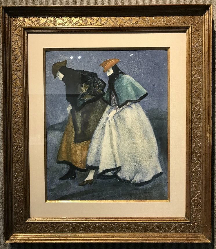 Monotype of masked figures by Romeo Costetti (1 of 6)