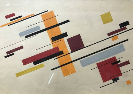 Suprematist gouache by Nikolay Suetin: Suprematist gouache by Nikolay Suetin. W 15 1/4" H 10 1/4" / frame 18" x 13".Estate of Giovanni and Dagmar Migliuolo, NYC.Giovanni Migliuolo is the former Italian Ambassador to the United Nations,